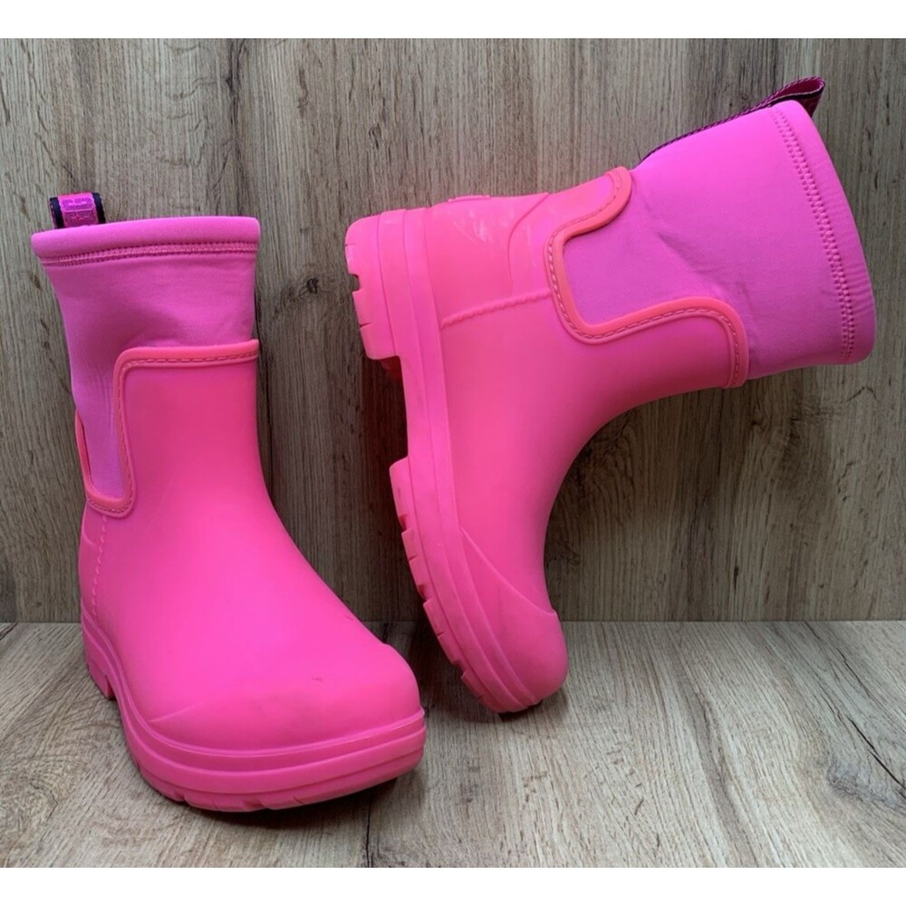 UGG Women’s 4 Waterproof Rain Boots Hot Pink Rubber Pull On Neon EU 36